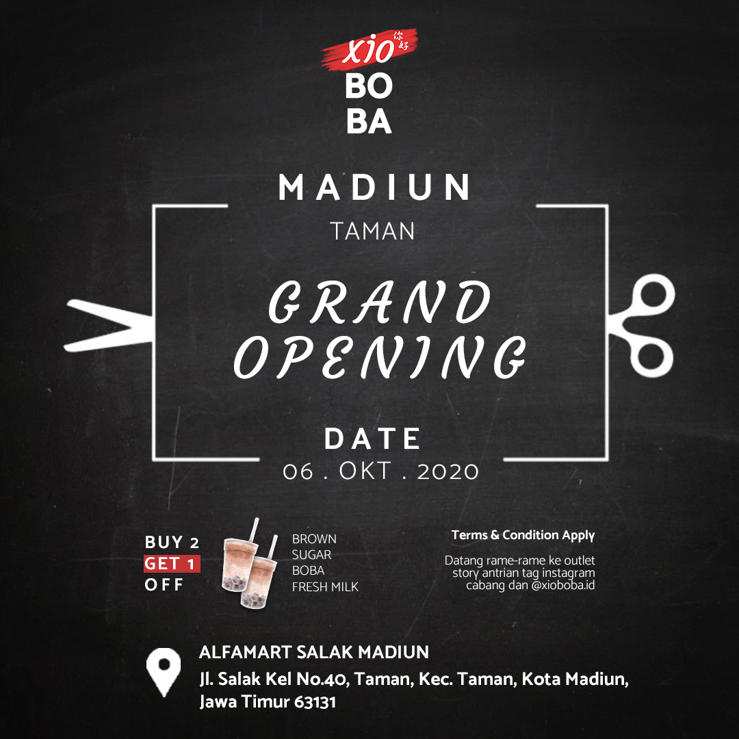 Grand Opening Xio Boba Madiun, 06 Oktober 2020