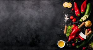 Frame of vegetables, healthy or vegetarian concept, top view, copy space